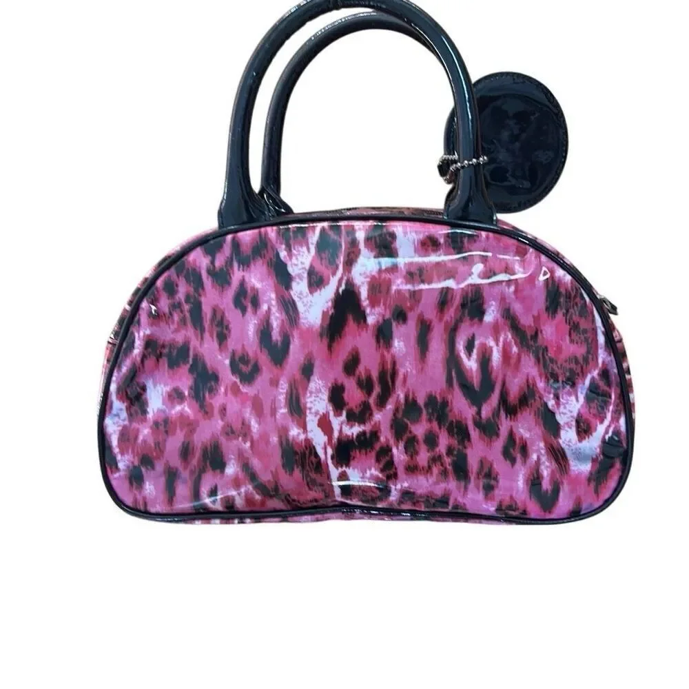 Betsey Johnson Vintage Y2K Betseyville Hot Pink Cheetah Print Purse Set